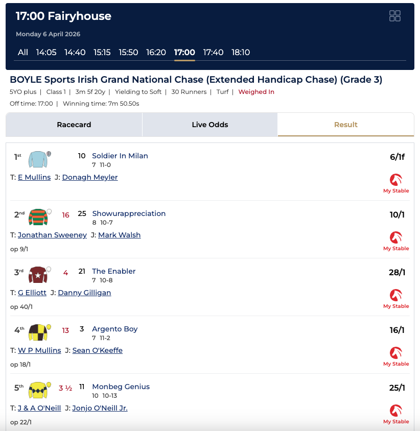 Irish Grand National Result
