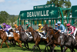 Runners racing at Deauville-La Touques racecourse during the August festival meeting
