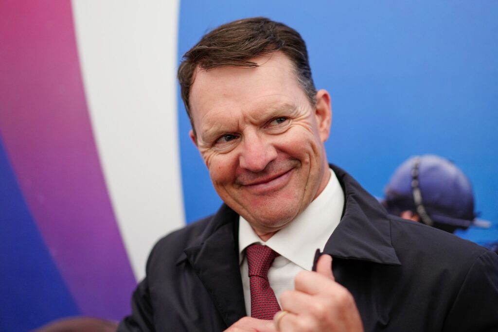 Aidan O'Brien at Epsom Downs in June 2026. Credit: Alan Crowhurst/Getty Images.