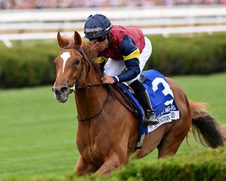 Kensington Lane wins the 2026 Belmont Oaks at Saratoga Race Course. Credit: Coglianese Photos/Angelo Lieto