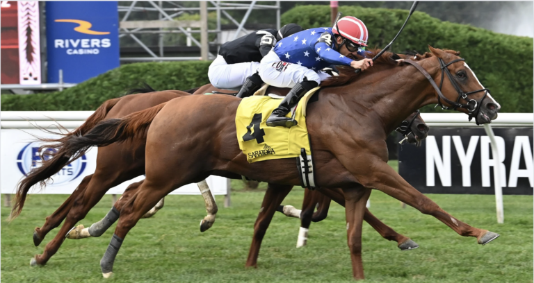 Neat ridden by Reylu Gutierrez at Saratoga. Credit: NYRA